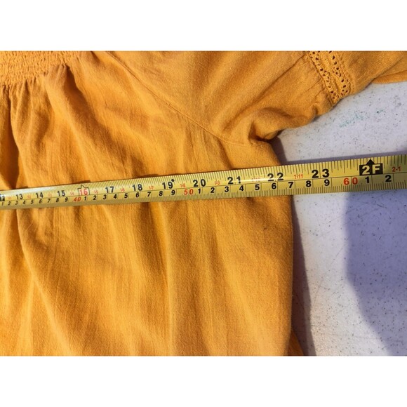 Lane Bryant 18/20 Mustard Boho Peasant Top Eyelet Bell Sleeve Cotton Shirt - Picture 5 of 8